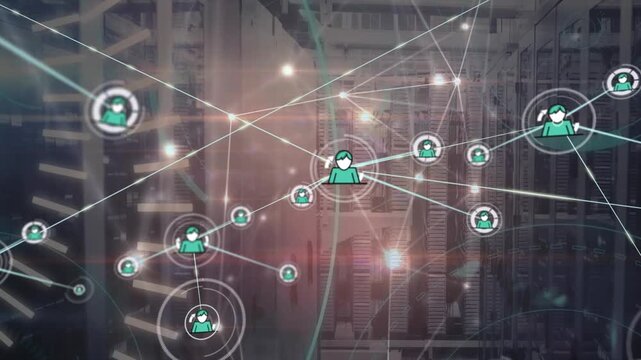 Network of digital icons and network of connections network using network