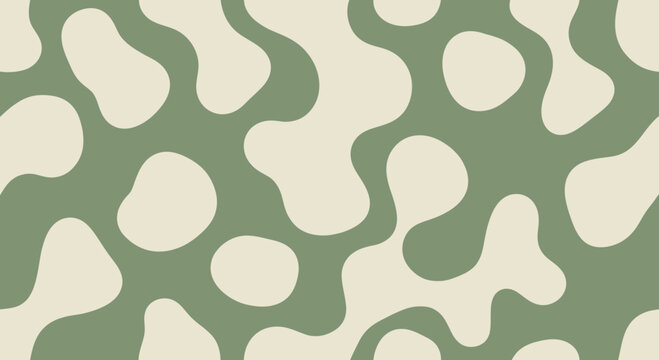 Abstract organic blob pattern, seamless camouflage texture, pastel green and beige background