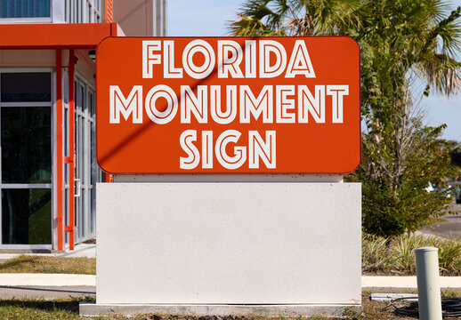 Florida monument Sign Mockup Near the Street