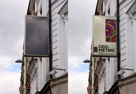 Real photo of blade sign in Dublin. PSD mockup.