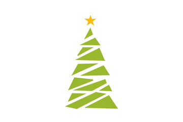Obraz premium A cute light green Christmas tree made of paper is placed on a transparent background.