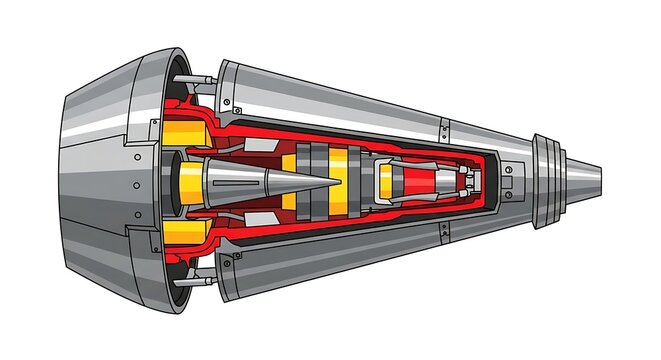 Cutaway view of industrial turbine engine.