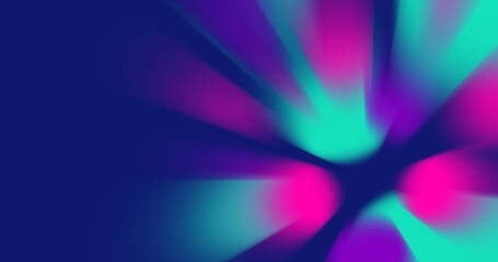 Obraz premium Modern, dynamic neon background set with varied blurred movement and radiant beams in deep blue, purple, fuchsia, and teal. Ideal for banners, presentations with ample copy space