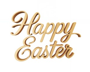 Fototapeta premium Golden 3d happy easter sign