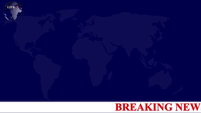 Breaking news lower third 3rd chyron 3rd loop 4k. TV broadcast style animation for breaking news or live updates, News lower third background overlay template animation with alpha channel