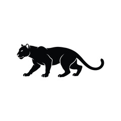 Black panther walking on white background animal silhouette © Tanzina_Rahman