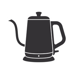 Obraz premium Black electric kettle with white outline on white background kitchen appliance household cooking