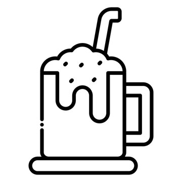 Root Beer Float Icon with Straw and Cream