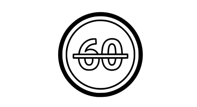 Efficient 60-minute or second duration icon, perfect for swift task timing and smooth workflow processes