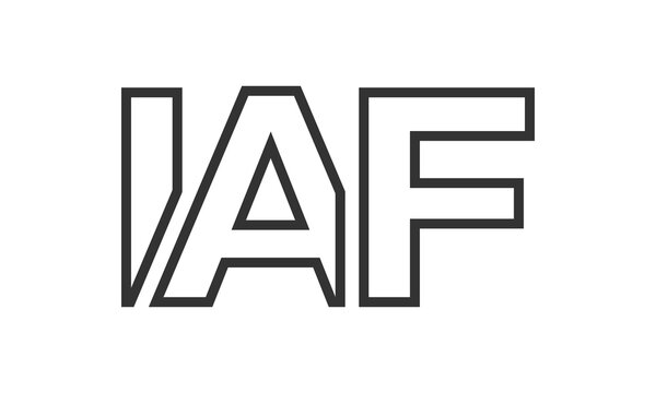 IAF logo design template with strong and modern bold text. Initial based vector logotype featuring simple and minimal typography. Trendy company identity.