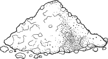 Pile of dirt or granular material line art drawing