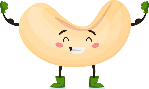 Cashew nut character flexing muscles showing strength