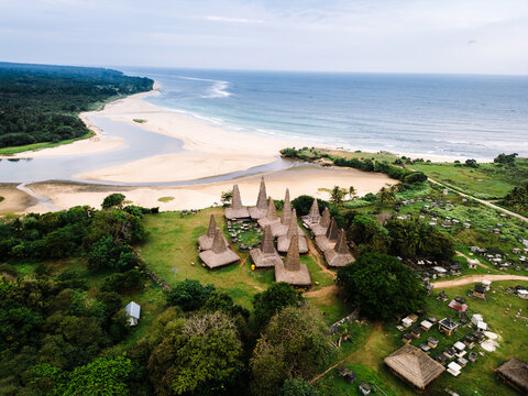 Ratenggaro Village with Tall Thatched Roof Houses on Sumba Coast