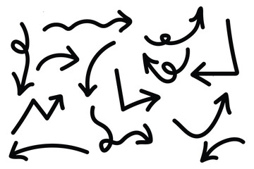 Fototapeta premium A collection of hand drawn arrows pointing in various directions