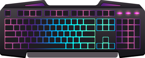 Gaming keyboard displaying colorful gradient RGB lighting