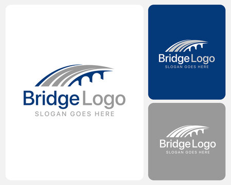 Bridge Logo Design Template With Elegant Suspension Bridge Icon For Business And Branding