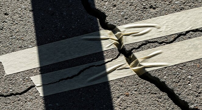 Bad Repair: Tape on Cracked Pavement