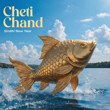 Celebrating sindhi new year with cheti chand festive golden fish design art