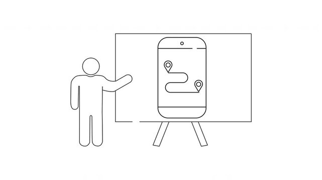 Presentation of a Mobile Navigation App Concept Illustration.