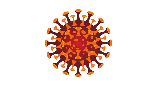 Abstract illustration of a virus particle with crown-like spikes, symbolizing viral infection and disease