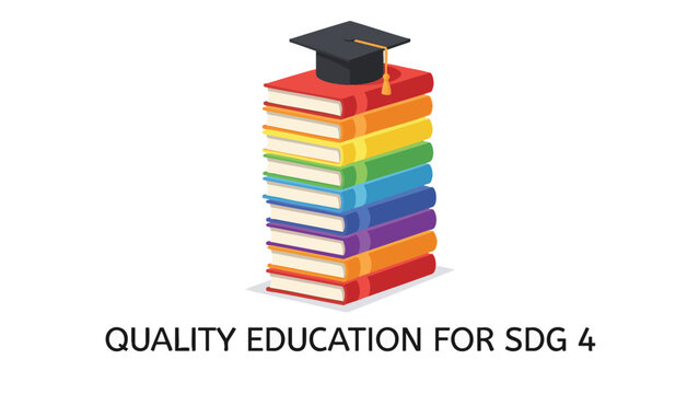 Education Quality for Sdg 4 Illustrated with Stacked Books