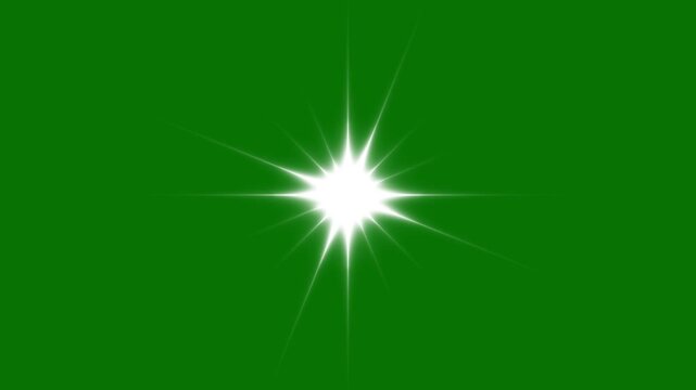 Sparkle twinkle glitter star animation pack style effect, white doodle vector blinking shining stars with glowing festive light trails, seamless looping on transparent alpha green background, 4K