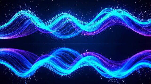 Blue glowing wave patterns in space