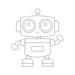 Cute robot tracing activity outline for kids on transparent background © Anna