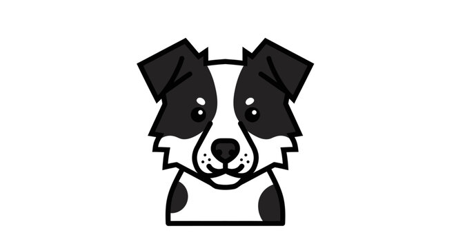 Black and white dog face portrait.