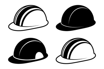 Fototapeta premium Vector featuring four construction safety helmets in different shades