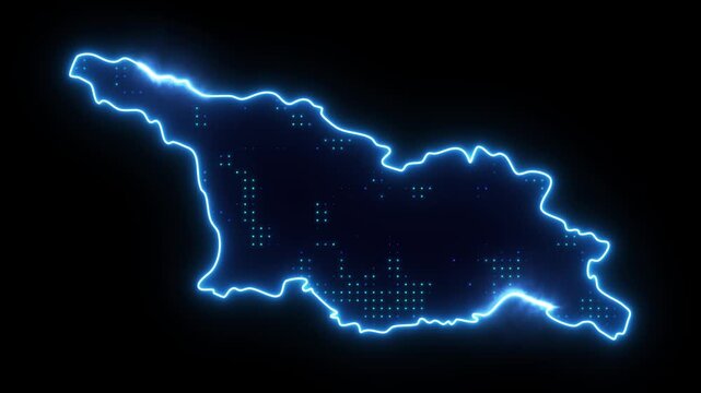 Neon Stroke Map Animation of GEORGIA with Glowing Light Effects
