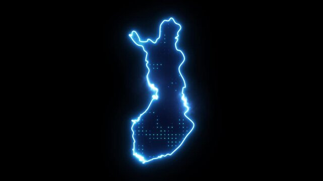 Neon Stroke Map Animation of FINLAND with Glowing Light Effects