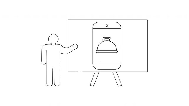 Presentation of Food Technology - A Line Art Illustration.