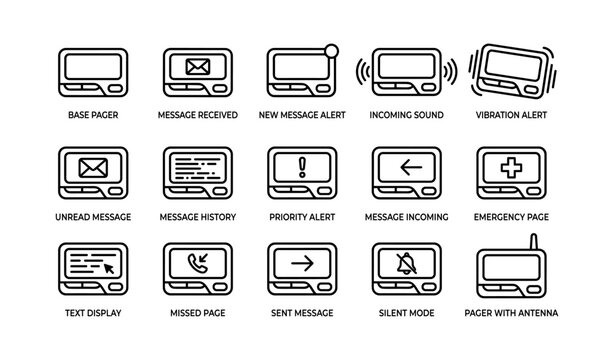 Icon set for pager alerts and messaging functions