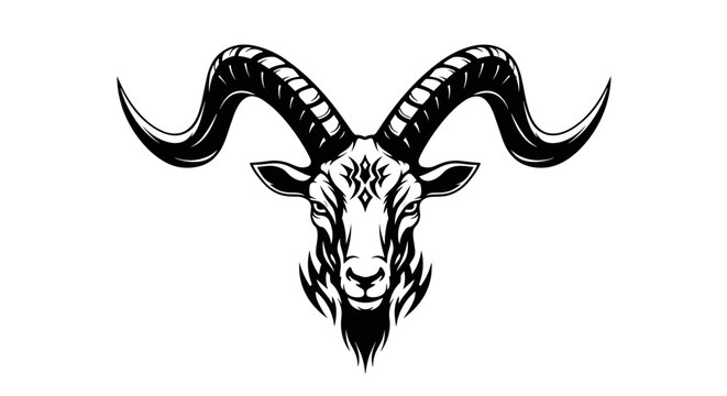 Black goat head with horns.