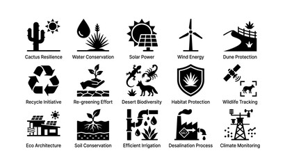 Obraz premium Environmental conservation and sustainable energy icons set