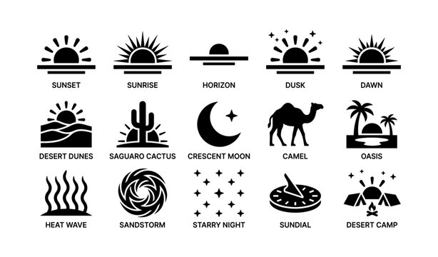 Sunsets, cacti, and desert icons: symbols of nature and adventure