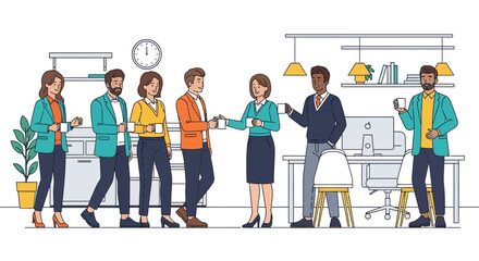 Obraz premium Diverse Professionals Socializing at Office Reception