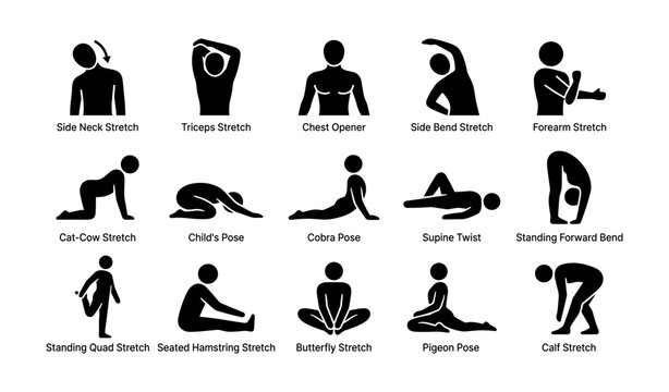 Silhouette yoga and stretching poses guide for flexibility and relaxation