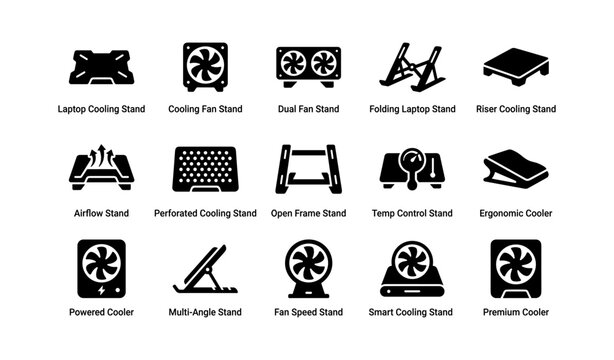 Various laptop cooling stands collection with diverse designs