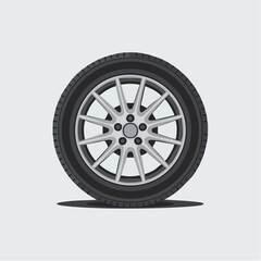Obraz premium Realistic illustration of a car tire with silver rim