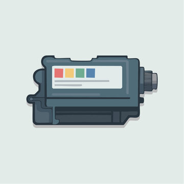 Colorful inkjet printer cartridge illustration with CMYK color swatche