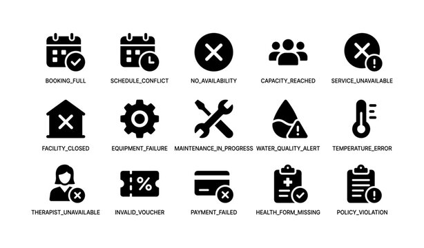 Various unavailability icons indicating common service errors