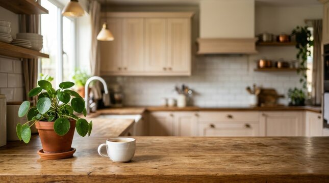 A contemporary home kitchen interior features luxury wood cabinets and a granite counter with a modern stove and sink in a new apartment room design