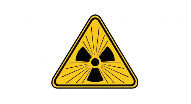 A yellow and black radiation warning sign icon on a white background