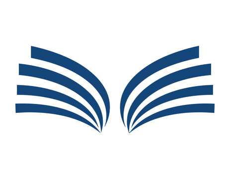 Blue open book silhouette logo