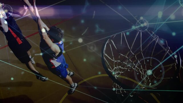 Animation of network of connections over diverse basketball players