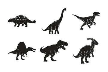 Dinosaurs silhouette set bundle, various prehistoric animals included. © Arif