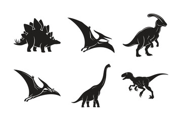 Dinosaurs silhouette set bundle, various prehistoric creatures included. © Arif