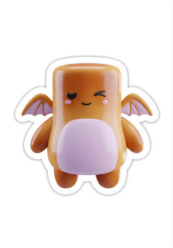 Cute Orange Dragon Monster Sticker For Digital Marketing Assets